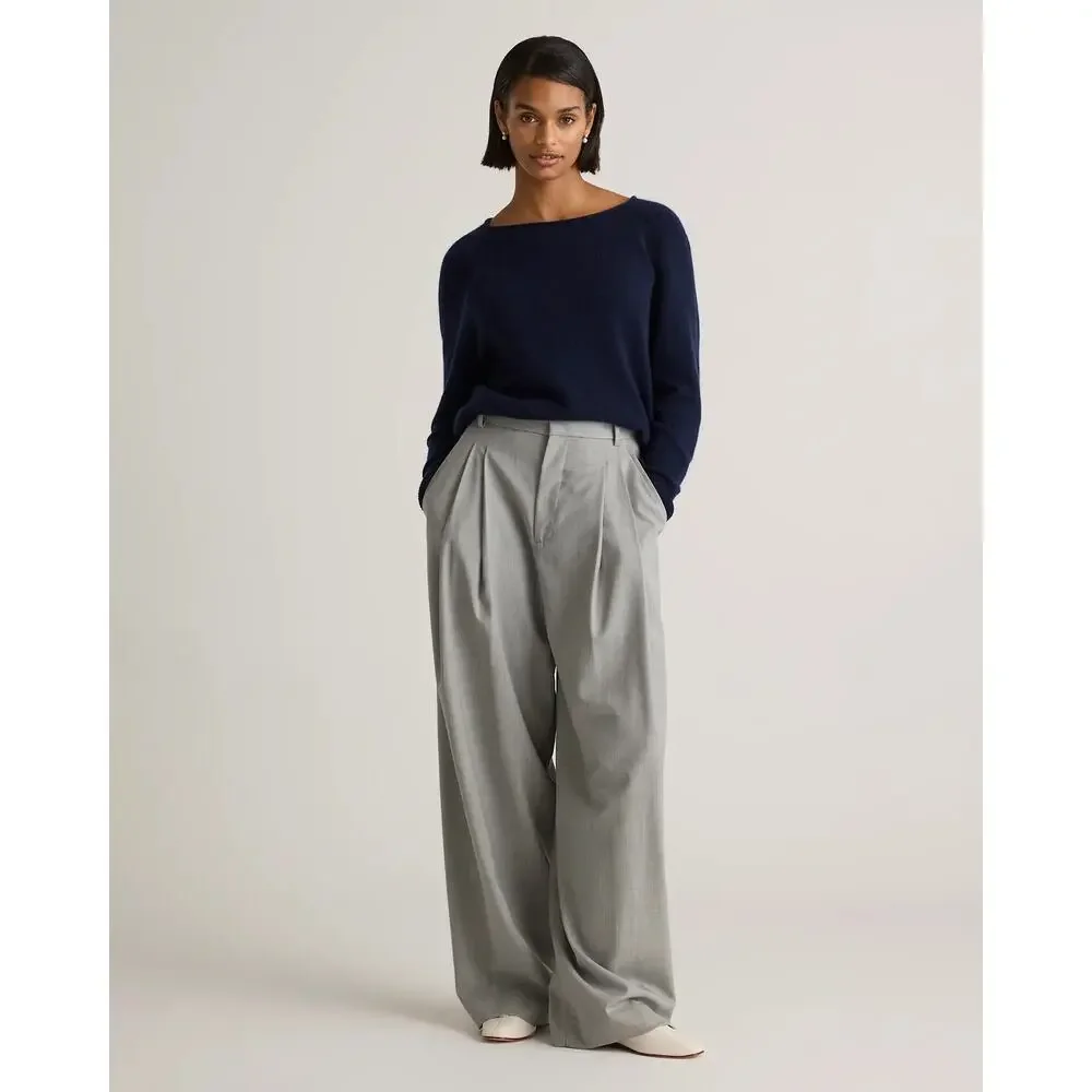 Quince Mongolian Cashmere Boatneck Sweater Navy Size L NWT Quiet Luxury - Picture 4 of 12